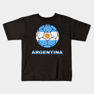 Argentina Soccer- Argentinian Football Distressed Soccer Ball Kids T-Shirt